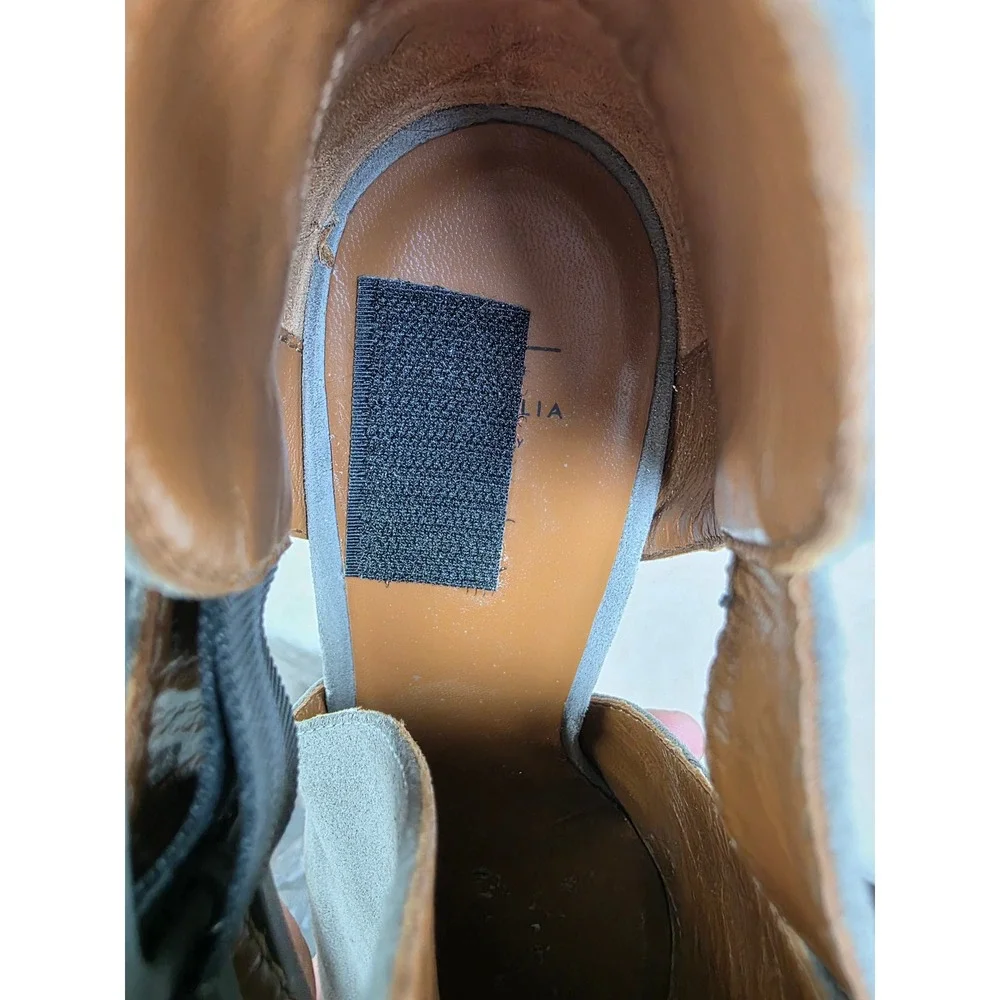 Aquatalia Freddie Grey Suede Cutout Ankle‎ Boots Block Heel Made in Italy
